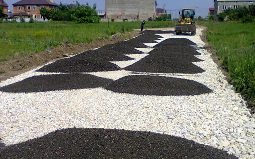 Устройство временной дороги из асфальтной крошки